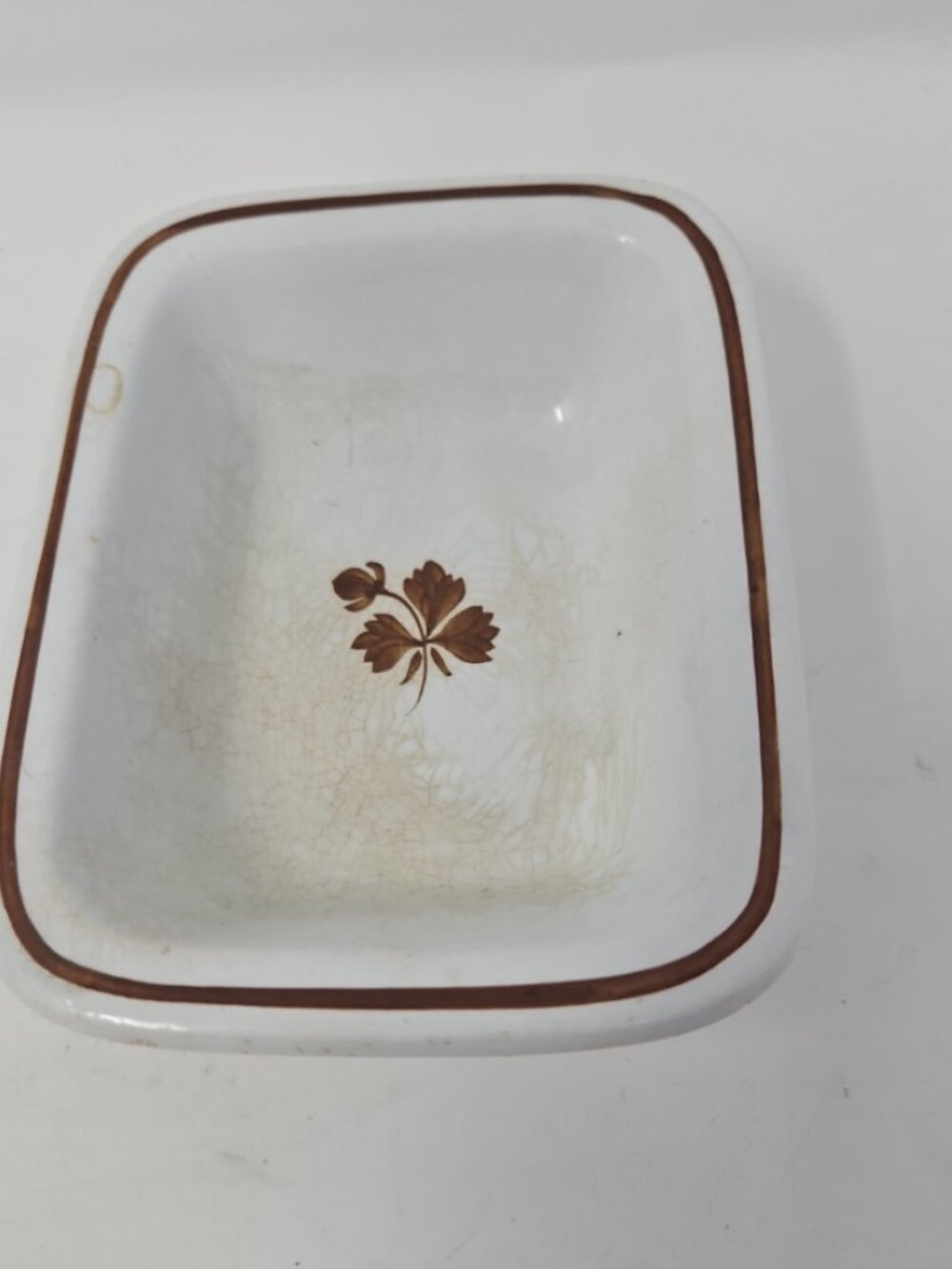 Antique 1800s Tea Leaf Ironstone Soap Dish Anthony Shaw England Copper Luster